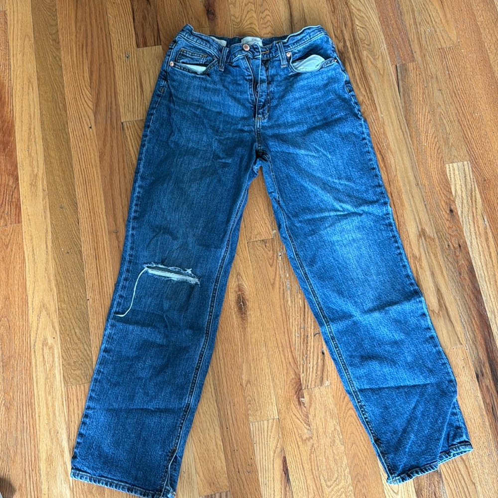 Blue denim high waisted jeans